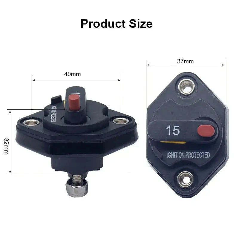 Reset button on the manual circuit breaker