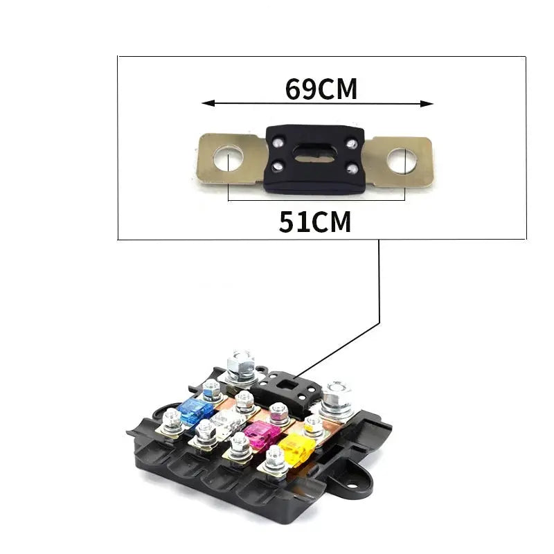 Distribution box open showing the fuse positions