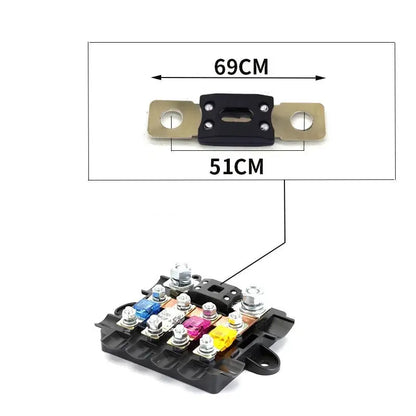 Distribution box open showing the fuse positions
