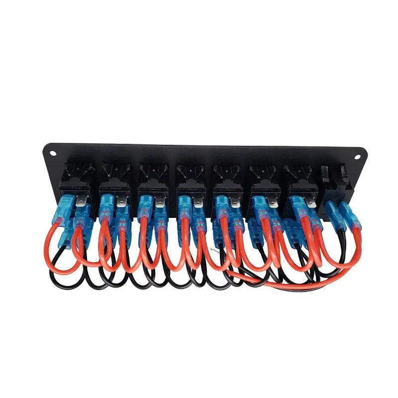 Panel lit showing blue LED rocker switches