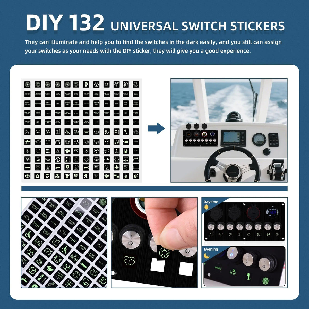 Switch label stickers included with the rocker switch panel