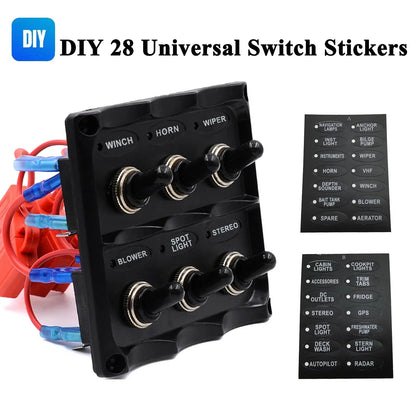 Circuit breakers and USB ports on the panel