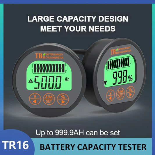 TR16 battery capacity monitor, waterproof with memory function