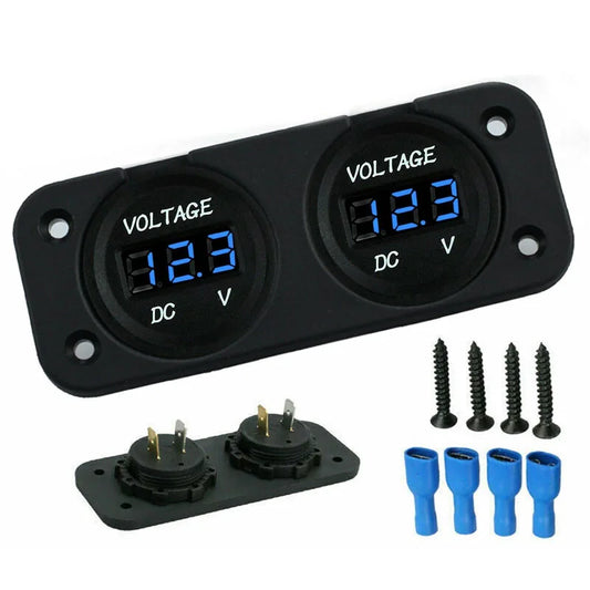 Waterproof dual LED digital voltmeter panel for 12V and 24V