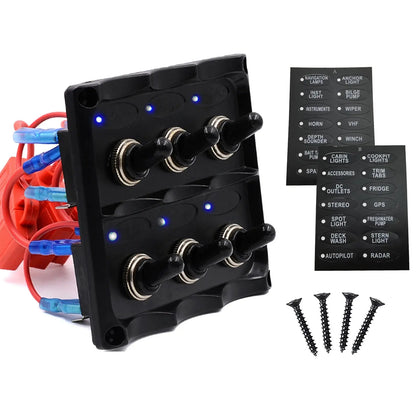 Waterproof switch panel with voltmeter and cigarette socket